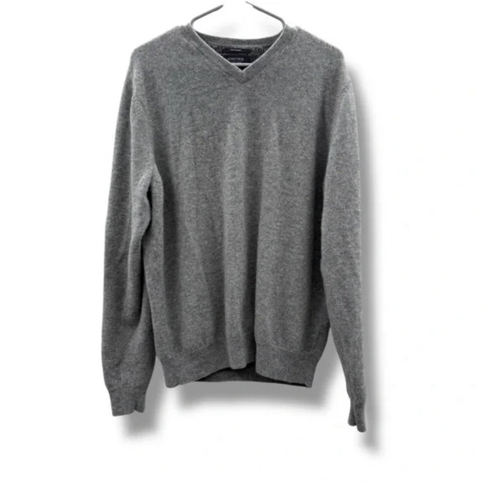 Nordstrom Men's Charcoal V-Neck Sweater Size XL Tall 100% Cashmere Long Sleeve